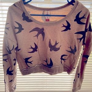 Crop top with birds